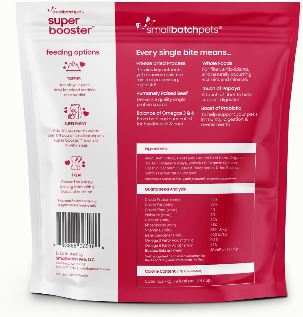 smallbatch Freeze Dried Dog Treat or Topper with Probiotics, Beef 18oz