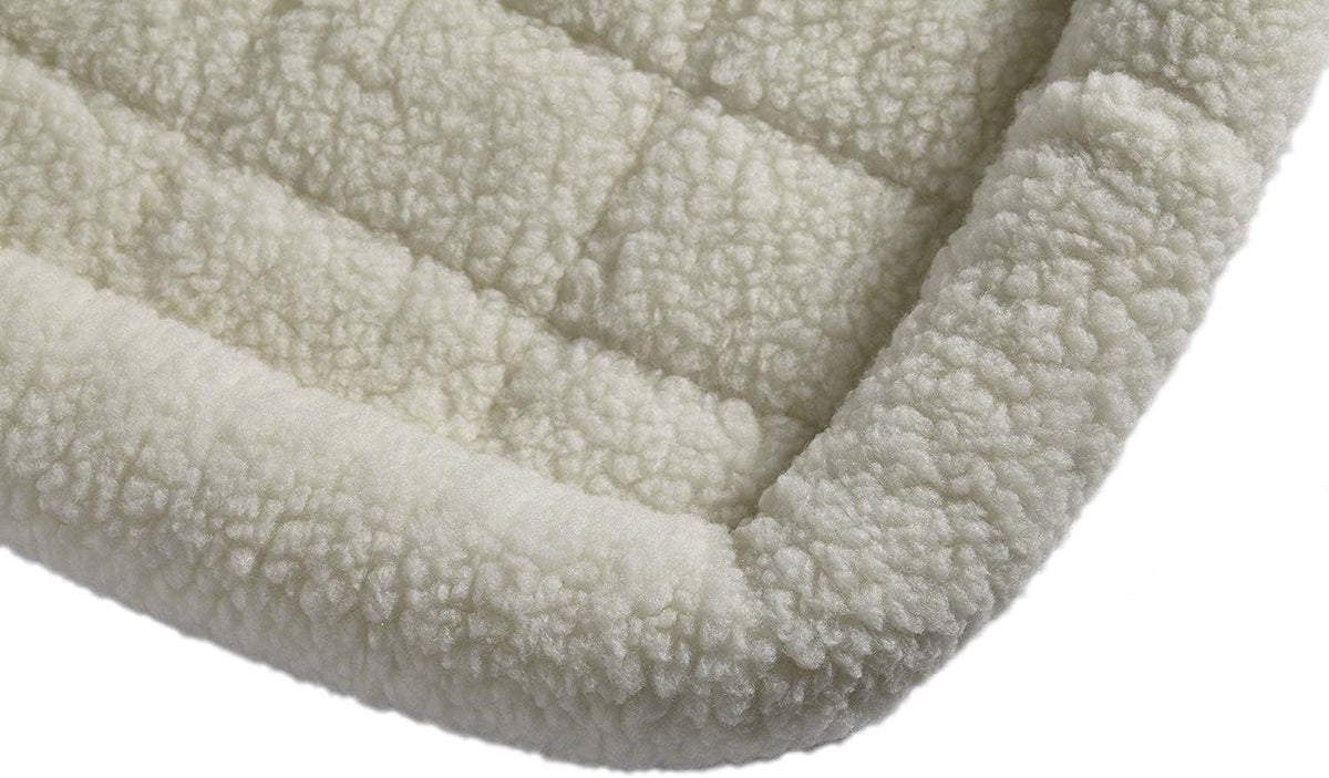 QuietTime by MidWest 36" Dog Crate Bolster Bed, White Fleece, Medium Breeds | Crate Mat, Measures 36.42 x 24.02 x 3.35 Inches, Machine Washable Pet Bed, Fits Most 36-Inch Dog Crates