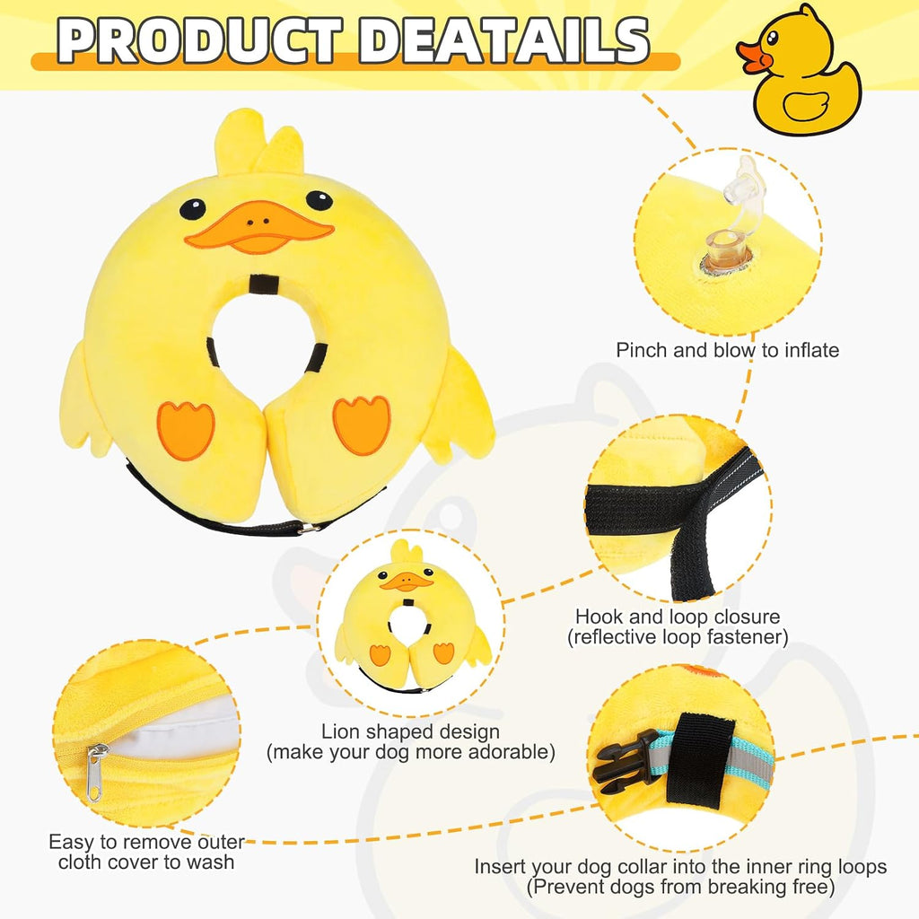 KOOLTAIL Inflatable Dog Cone Collar Alternative After Surgery, Duck M+