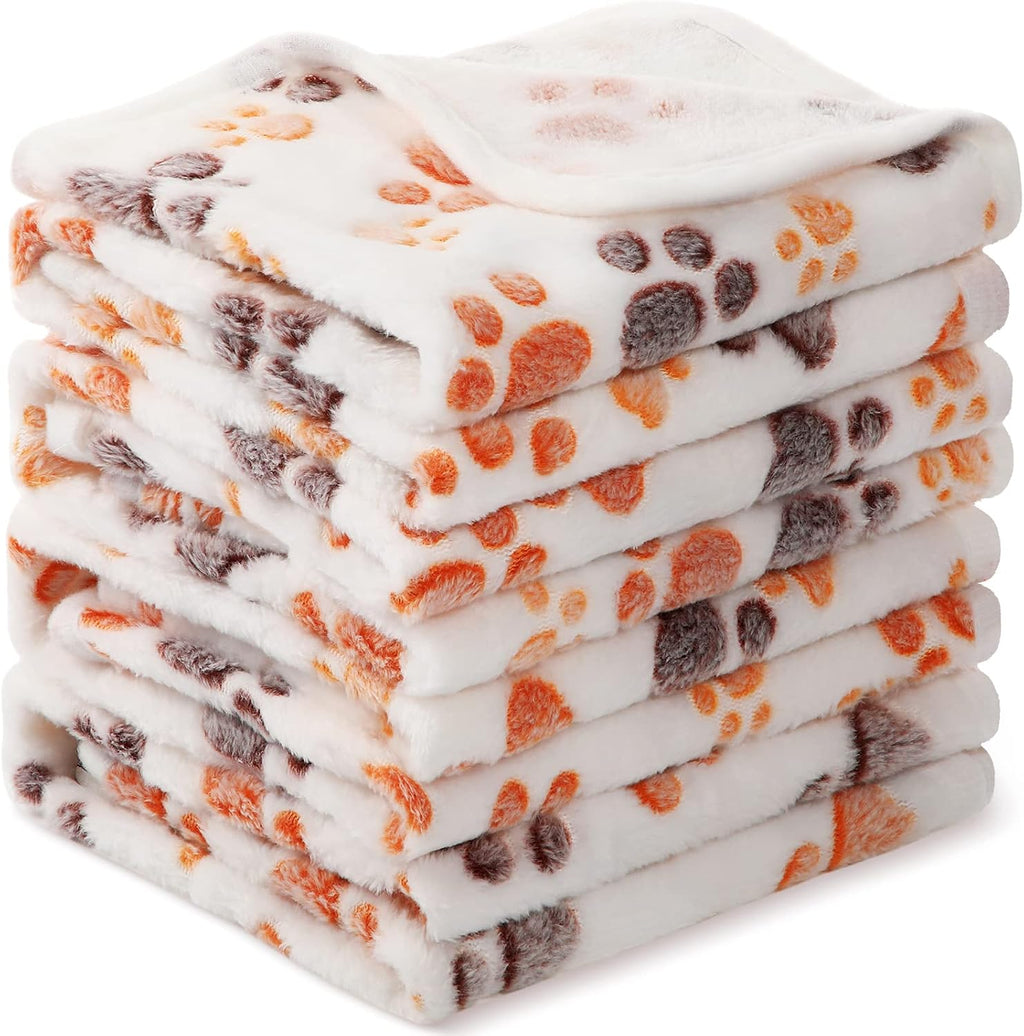 Tatuo 4 Pcs Fleece Dog Blankets for Puppy Cat, Cream, 30 x 20.5 in, Paw