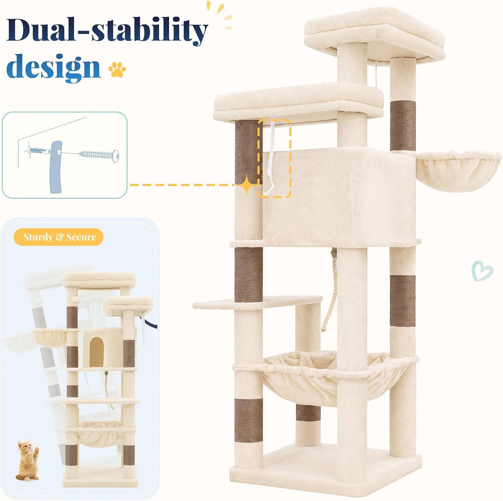 Hey-brother Cat Tree Tower for Indoor Corner with Spacious Condo, MPJ062MJ