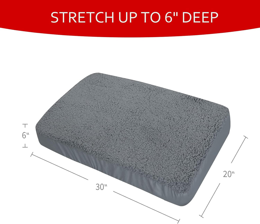 Dog Bed Covers Soft Plush Replacement Washable, 30x20 Inches, Cover Only