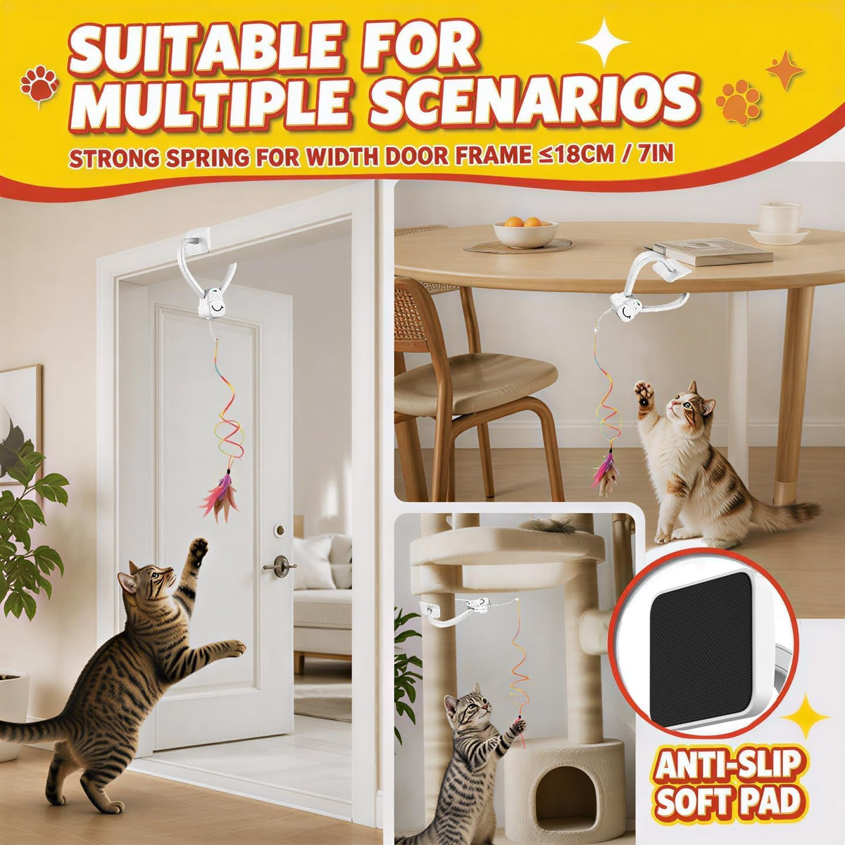 Interactive Automatic Cat Toy, 360° Rotating Feather Wand
