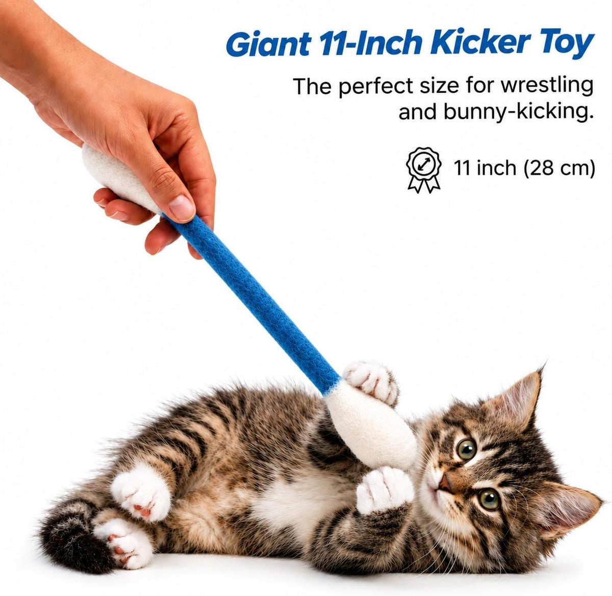 Glaciart One XXL Swabs Cat Toys with Catnip - 2 Pk | Durable for Chew, Cute Cat Toys Interactive Kitty for Boredom, Exercise, & Play | Filled w/Organic Catnip for Anxiety & as Digestive Aid