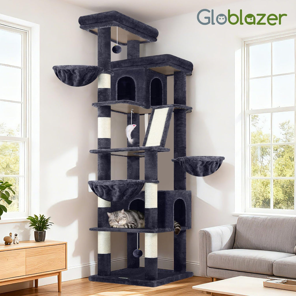 Globlazer 80in XXL Extra Large Corner Cat Tree Tower, S80G, Dark Grey