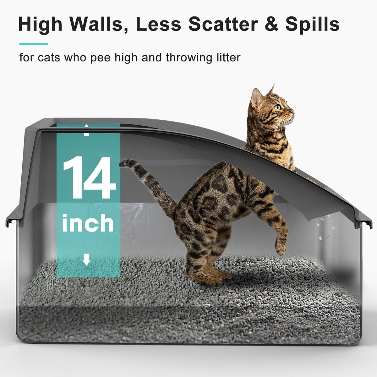 AIPERRO Stainless Steel Litter Box | XXL Deepened 8" Design Metal Cat Box | High Sided with Lid for Big Cats | Anti-Urine Leakage | Non-Stick Bottom & Easy to Clean | Includes Litter Mat & Metal Scoop