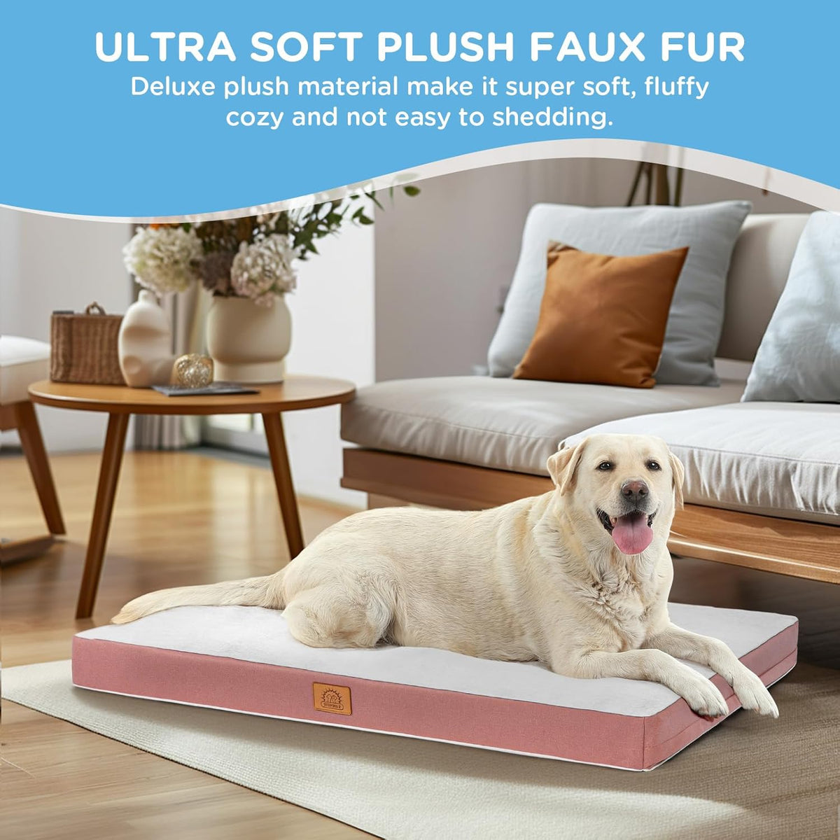 Sunheir Washable Orthopedic Medium Dog Bed, Large Waterproof Dog Crate Bed