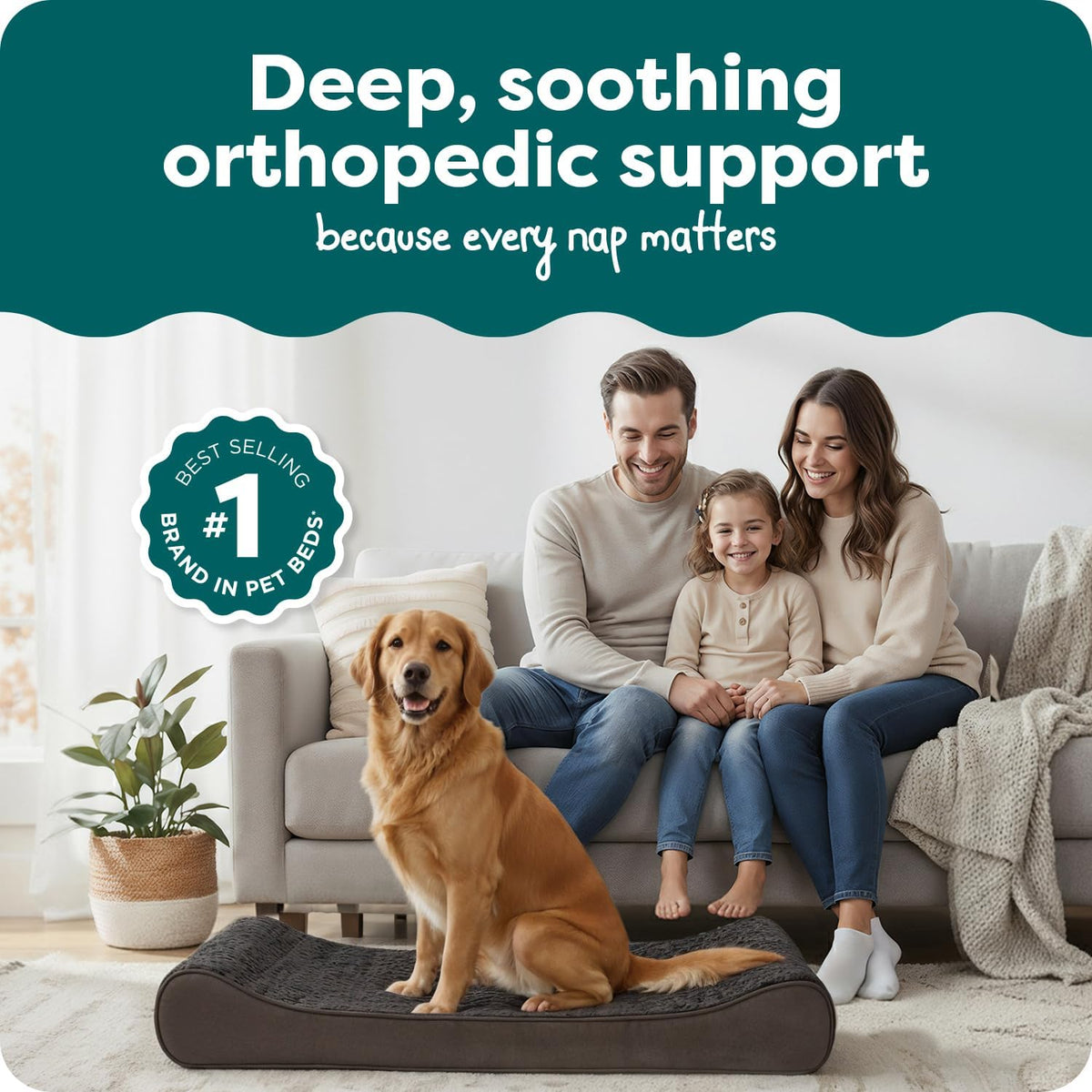 FurHaven Orthopedic Dog Bed for Large Dogs, Luxe Lounger Contour Mattress with Solid Orthopedic Foam Slab for Joint Support, Removable Washable Cover, Jumbo XL, Plush Suede, Chocolate