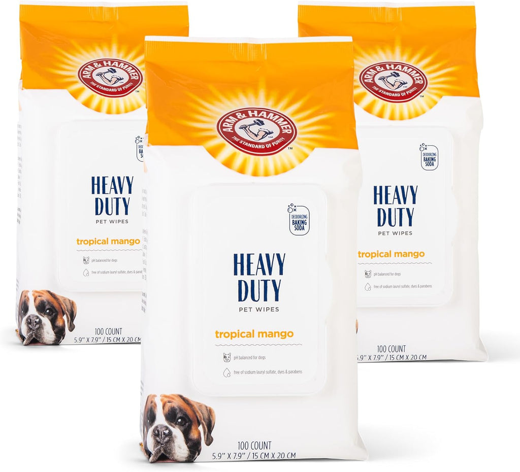 Arm & Hammer Heavy Duty Multipurpose Dog Wipes, Mango, 100 Count, 3-Pack