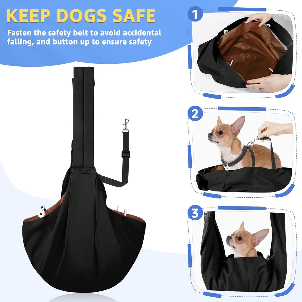 SlowTon Dog Carrier Sling - Thick Padded Shoulder Strap Adjustable, Black M