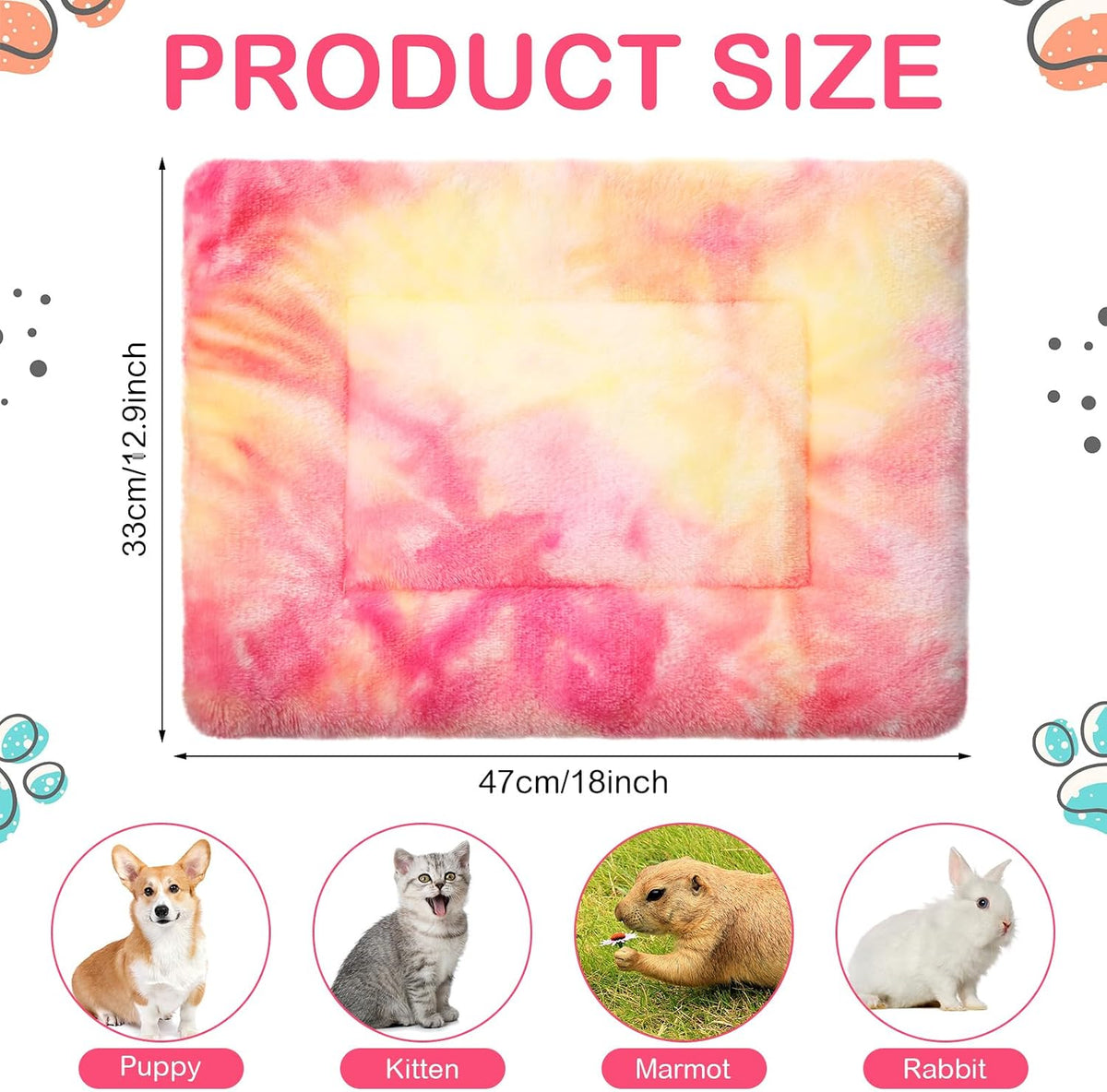 Haull 4 Pcs Waterproof Guinea Pig Bedding Mat, Tie Dyed, 13 x 18.5