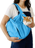 Cat-in-the-Bag Cozy Comfort Carrier - Large Light Blue Cat Carrier Soft and Pet Carrier Administration, Grooming, Vet Visits, Dental Care, and Nail Trimming
