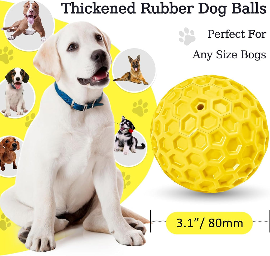 Indestructible Squeaky Dog Ball for Aggressive Chewers, Rubber Interactive Dog Toy for Teething, Relieving Anxiety. Chew Toy for Large, Medium Breeds, Outdoor & Indoor Ball.