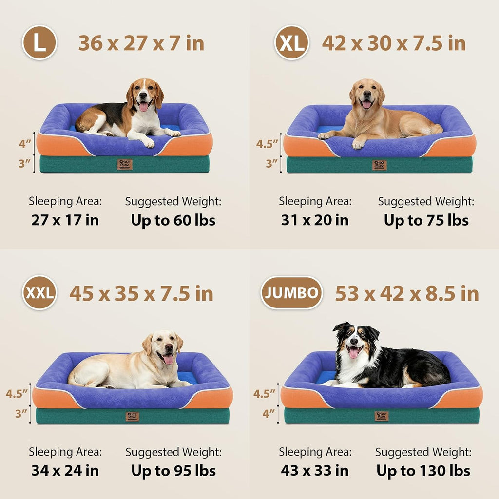 Chez Paw Waterproof Orthopedic XL Dog Bed for Large and Extra Large Dogs