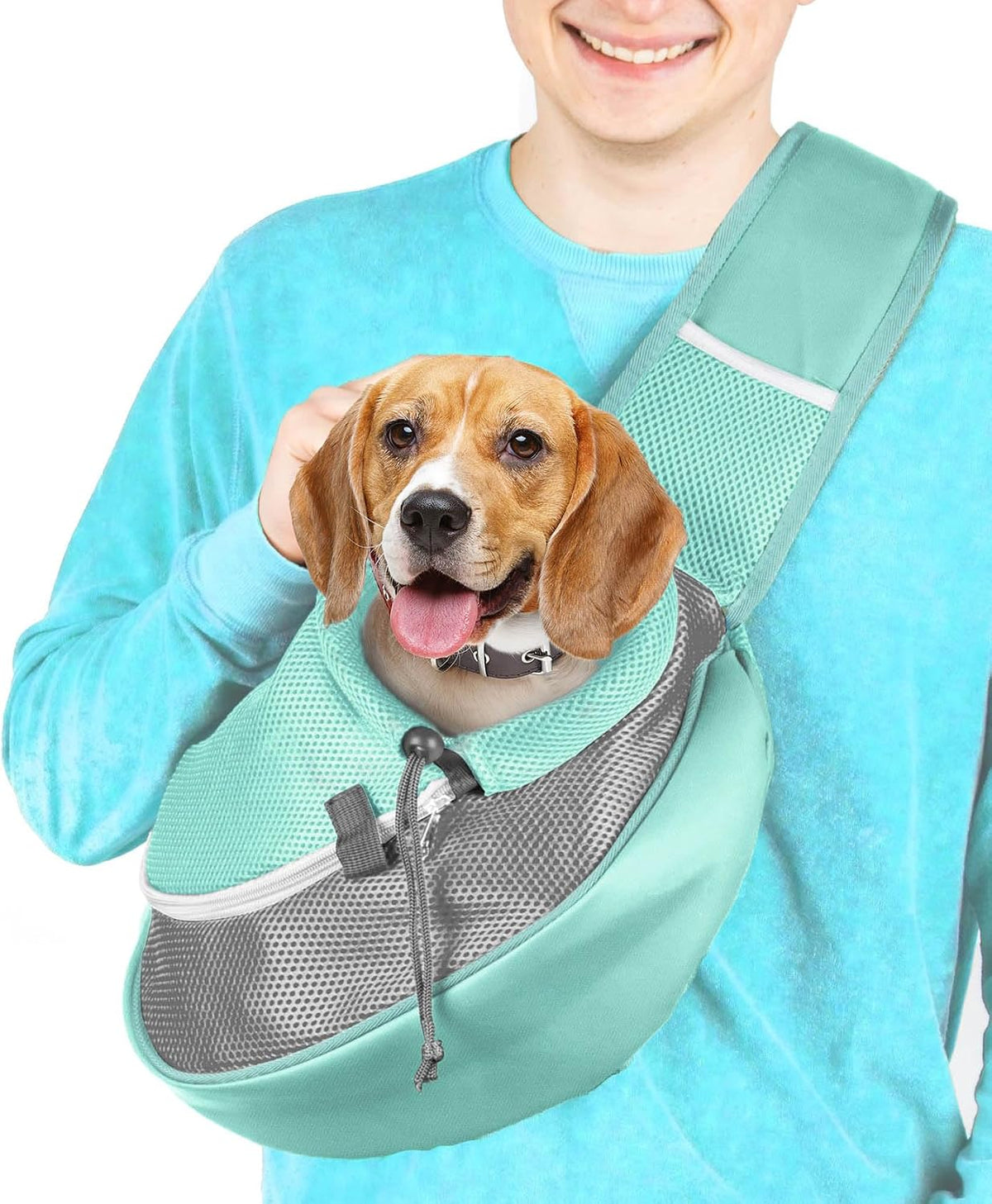 Cuddlissimo Small Dog Sling Carrier, Pet Cat Sling, Puppy Pouch - Lagoon-L