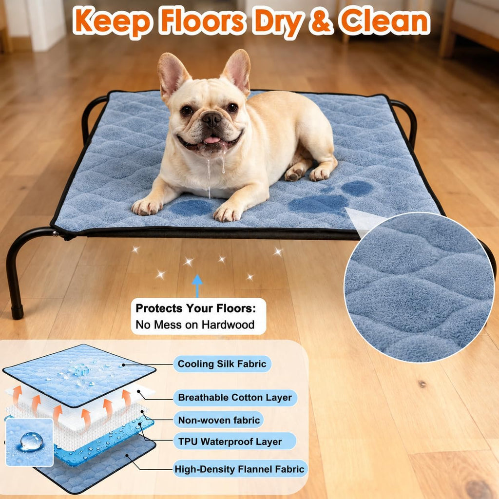SZEE Elevated Dog Bed, Warmth Dog Cot Bed with Soft Fleece