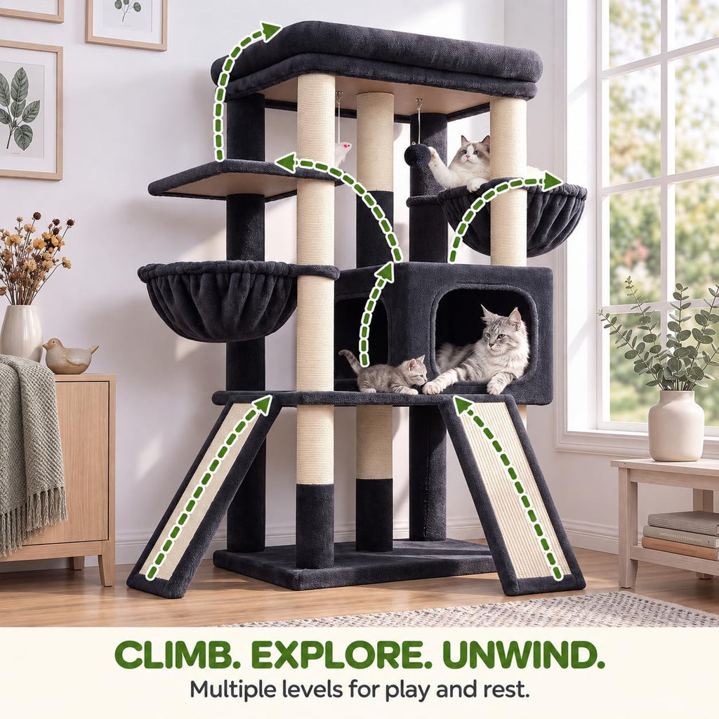 Globlazer Heavy Duty Cat Tree for Large Cats, 25.5in Wide Top Perch, S52F