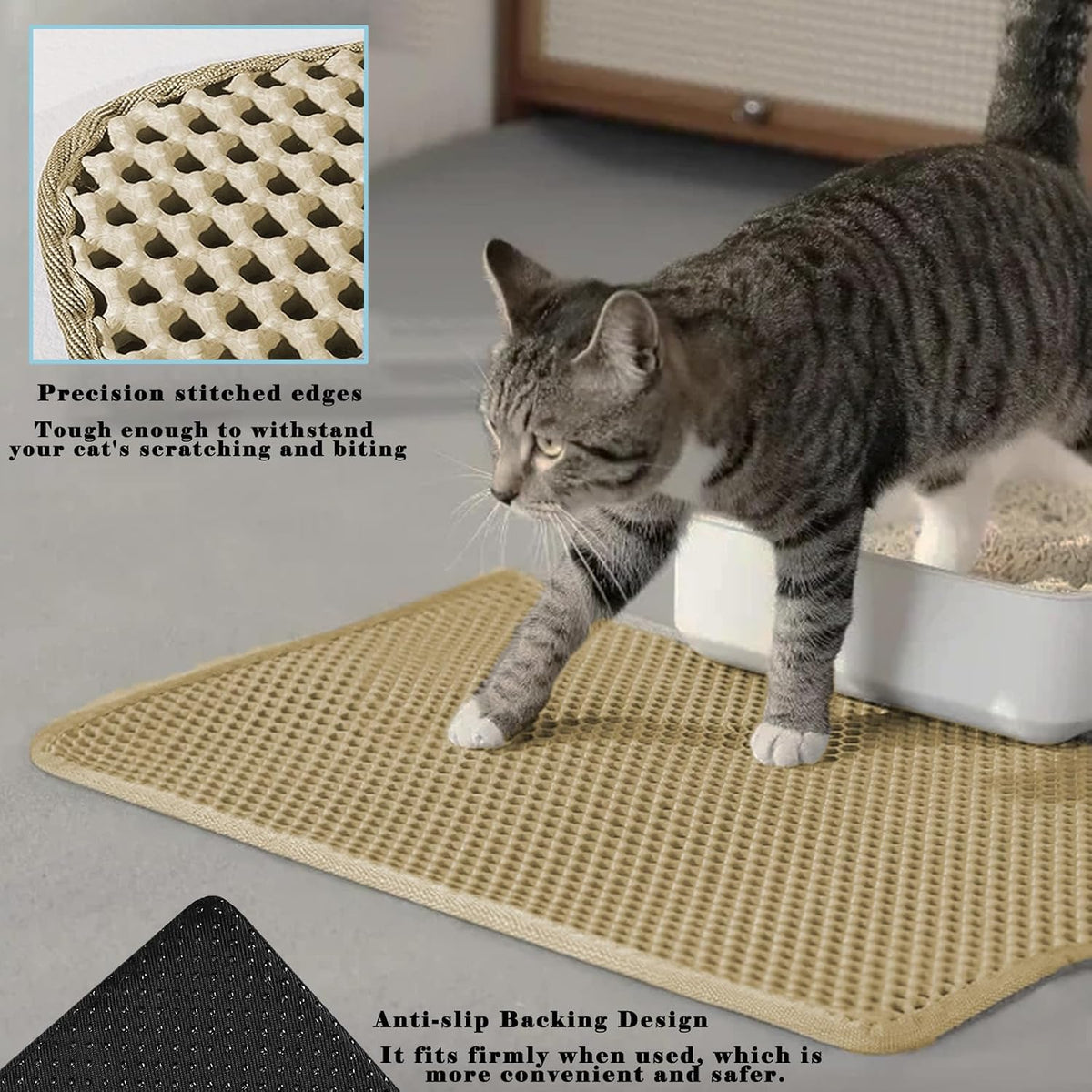 Cat Litter Mat, Honeycomb Double Layer Litter Trapping Mat