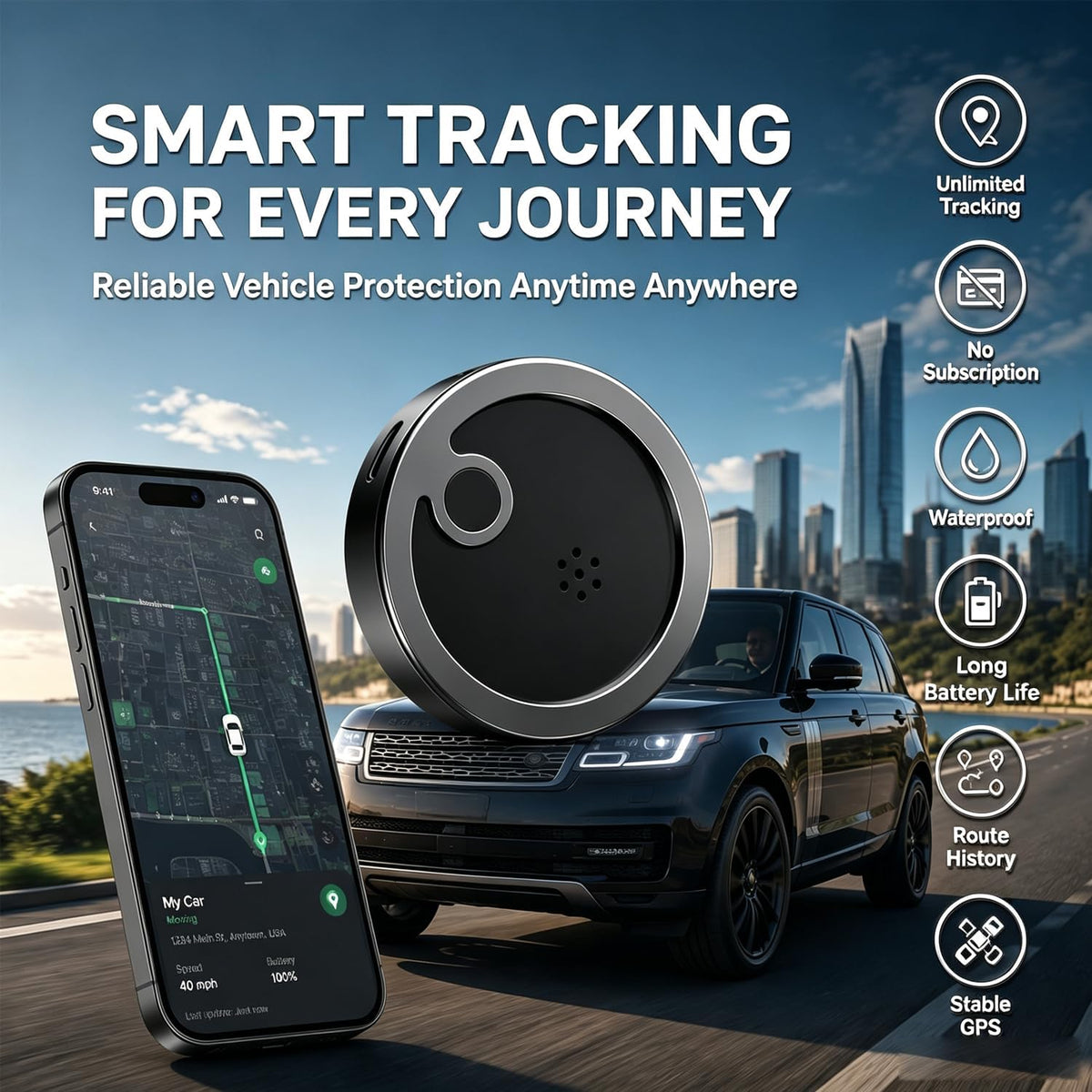 GPS Tracker for Vehicles,Cars,Kids,Pets,and Motorcycles | Real-Time Location Tracking | No Monthly Fee No Subscription | GPS Tracker Device for Car,Dog,Elderly,and Personal Use