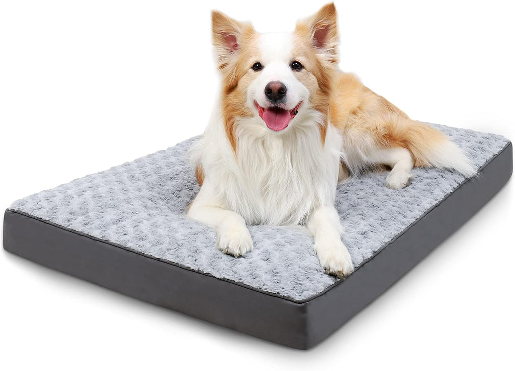 KSIIA Washable Dog Crate Bed Waterproof for Large Dogs,35x22 in,Light Gray