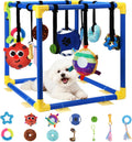 Puppy Play Gym with 12 Toys, Removable Dog Enrichment Playground, Interactive Indoor Training Activity Center for Small Dogs & Puppies, Teething & with Squeaky Toys, Fixable, 12 Toys