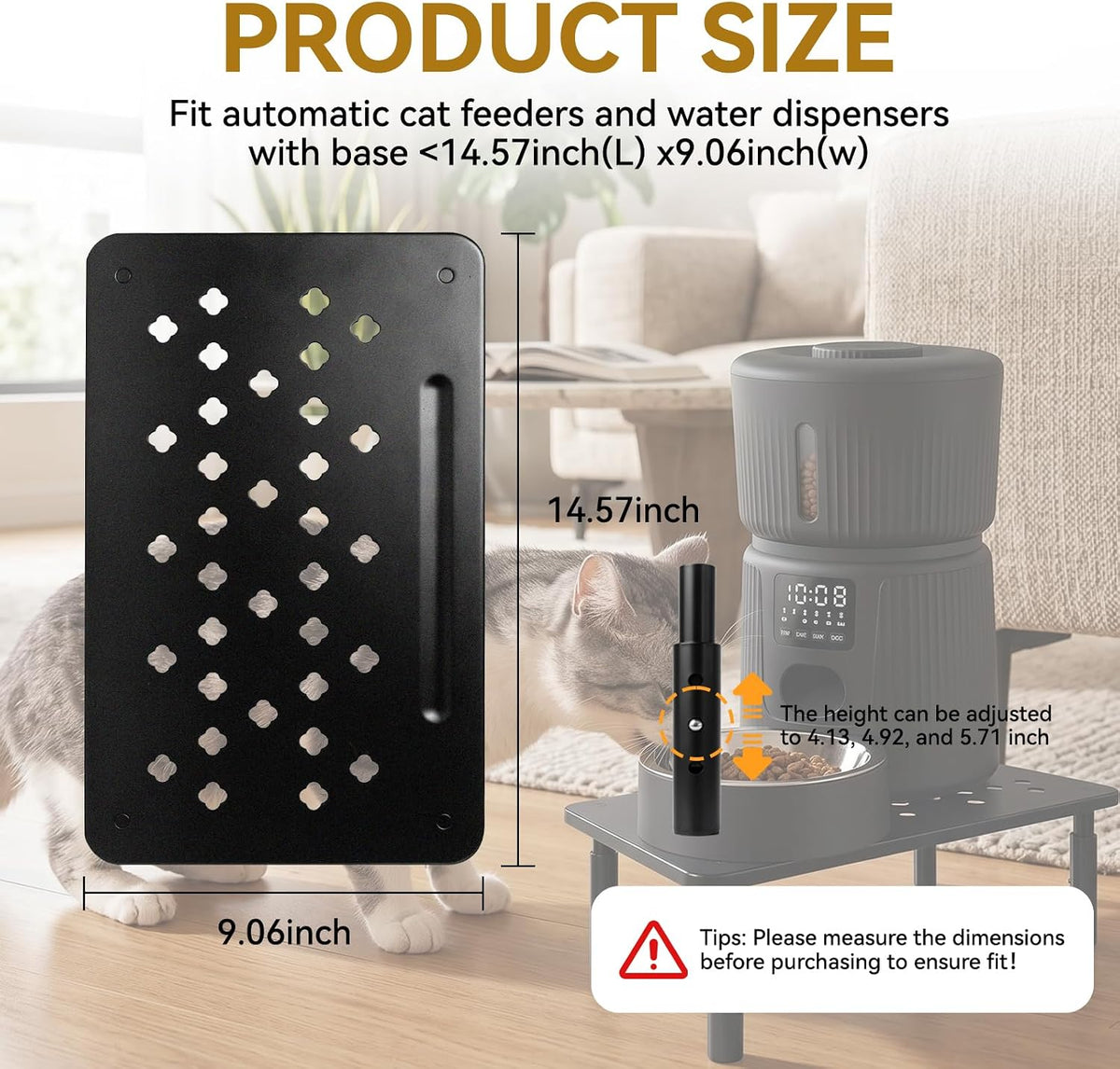 Adjustable Cat Food Stand for Automatic Feeder & Bowl, Non-Slip