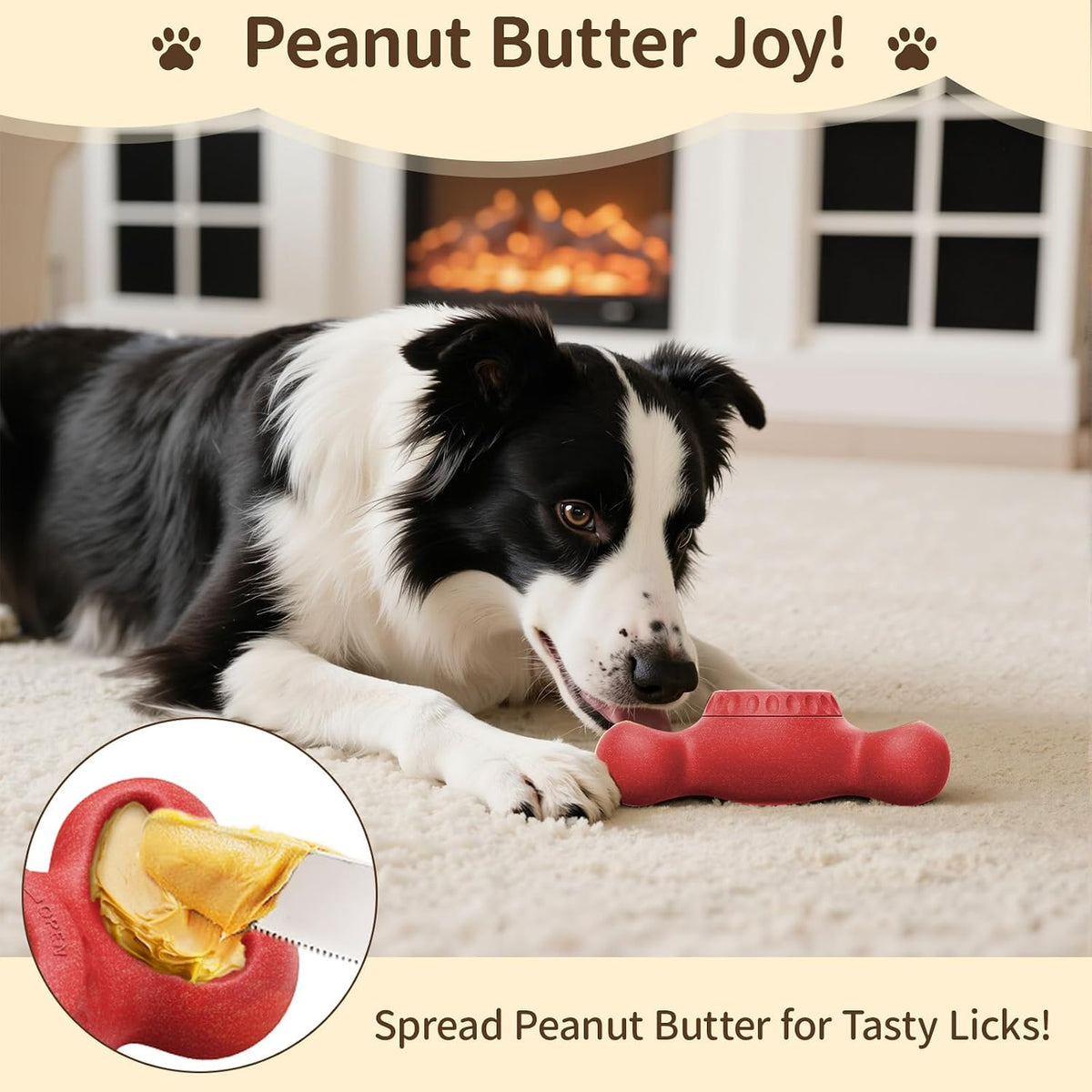 3-in-1 Enrichment Dog Toy for Aggressive Chewers, Frozen Treat Toy & Interactive Treat Dispenser with Peanut Butter Grooves, Long Lasting Slow Feeder Chew Toy for Large Dogs,Easy to Clean,Red