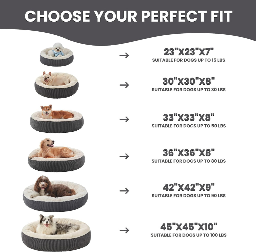 42 inches Calming Donut Dog Bed for Large Plus Dogs,Dark Grey