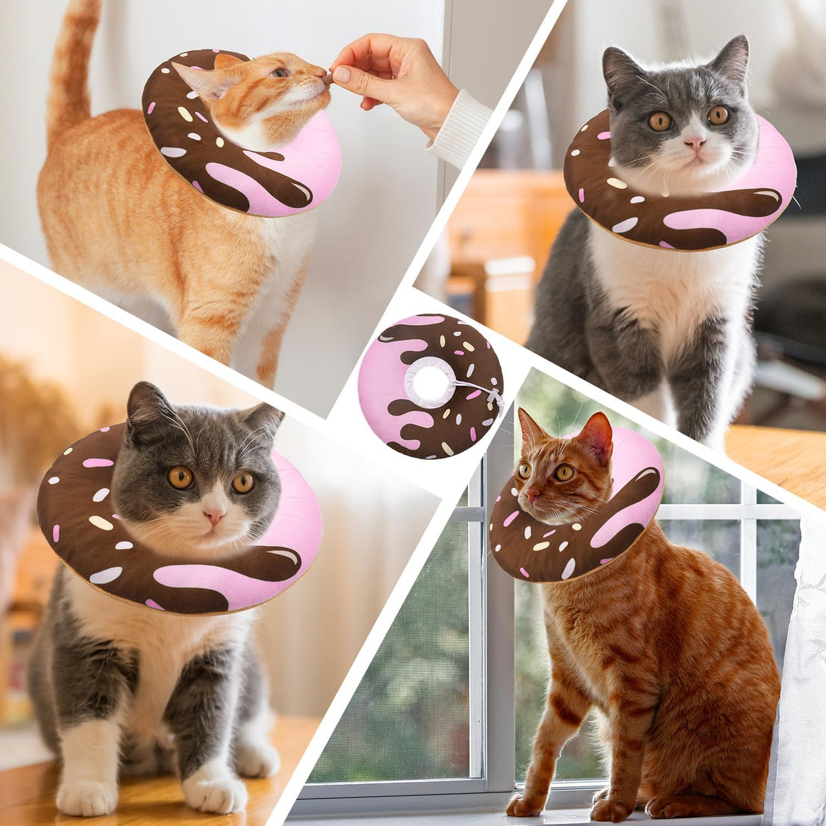 Seyezo Cat Cone Collar Soft, Adjustable Recovery Collar, Chocolate, Small
