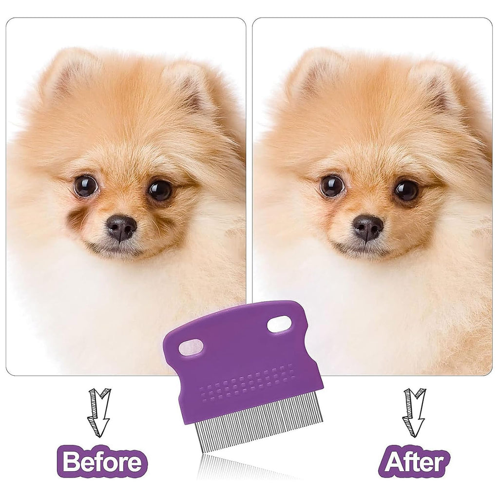 Fullhawl 5 Pcs Dog Eye Combs Tear Stain Remover Combs, Purple, Black