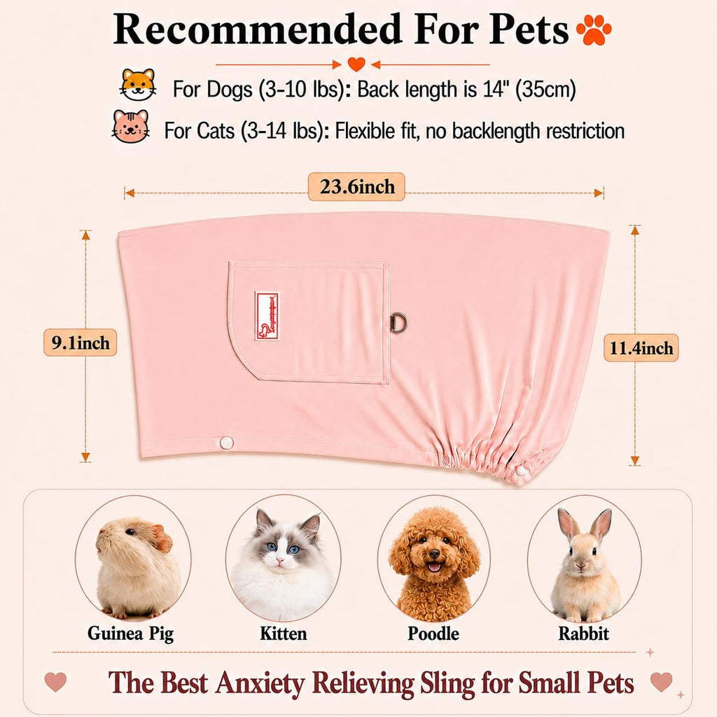 Ice Silk Dog Sling Carrier, Adjustable Safety Strap