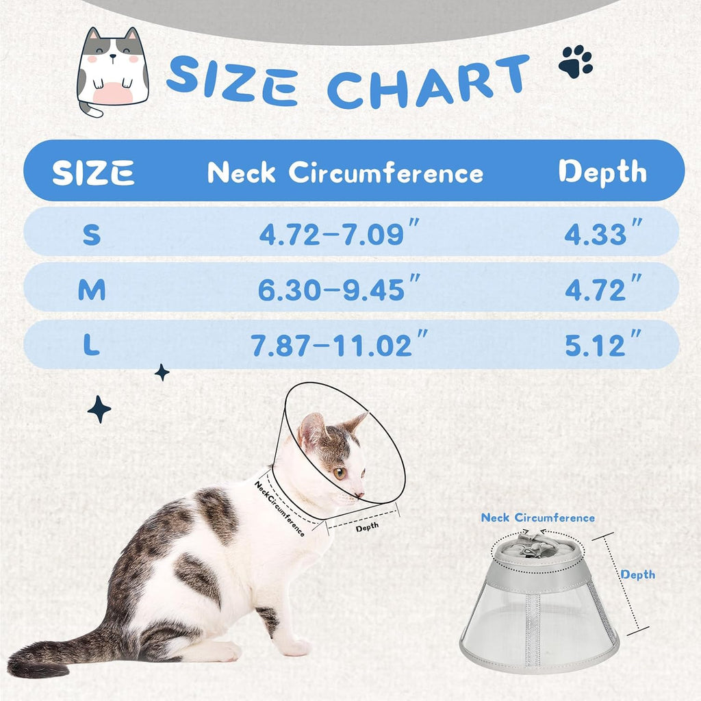 Supet Soft Cat Cone Collar Recovery to Stop Licking Breathable Mesh Surgery