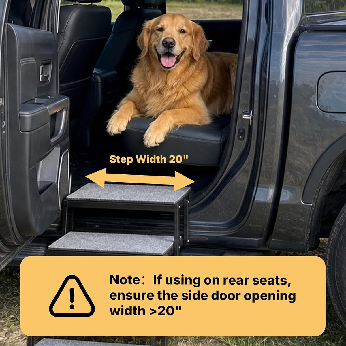 Veehoo Foldable Dog Steps for Car SUV, Large Dogs Car Stairs Extra Wide 20"
