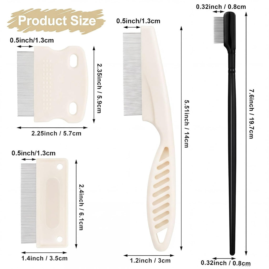 Fullhawl 5 Pcs Dog Eye Combs Tear Stain Remover Combs, Beige, Black