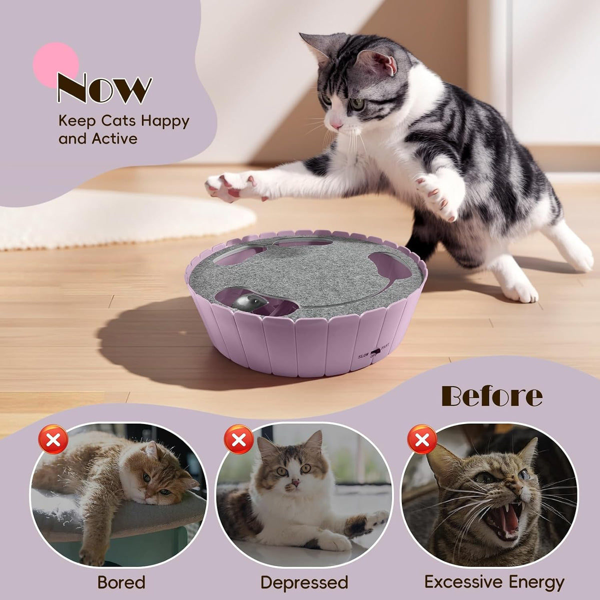 Pawaboo Interactive Cat Toy with Running Mouse, Automatic Track Kitten Toy
