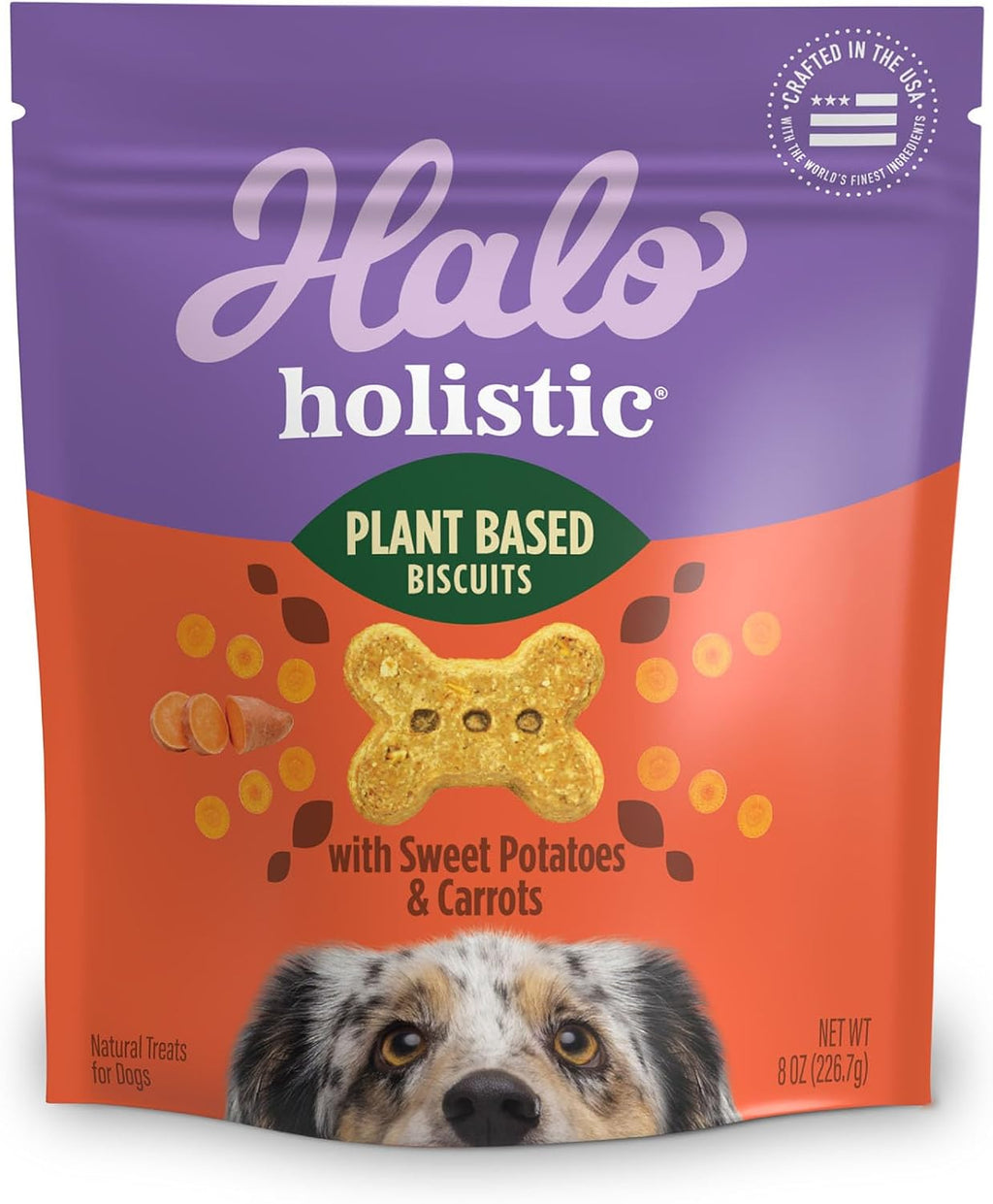 Halo Holistic Plant-Based Dog Treats, Sweet Potato & Carrots, 8 oz