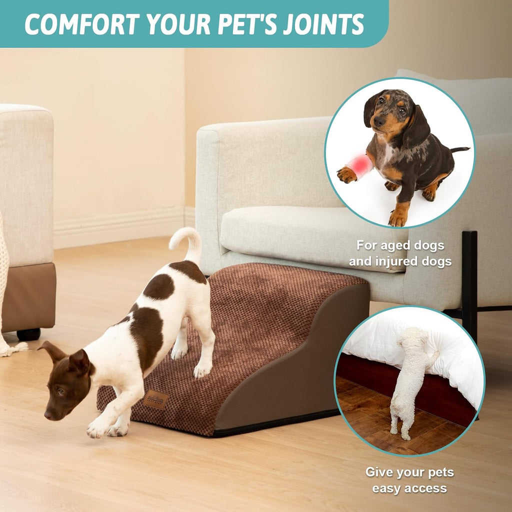 COZY KISS Dog Stair for Small Dog 11.8" H, 2 Step Pet Ramp for Chair