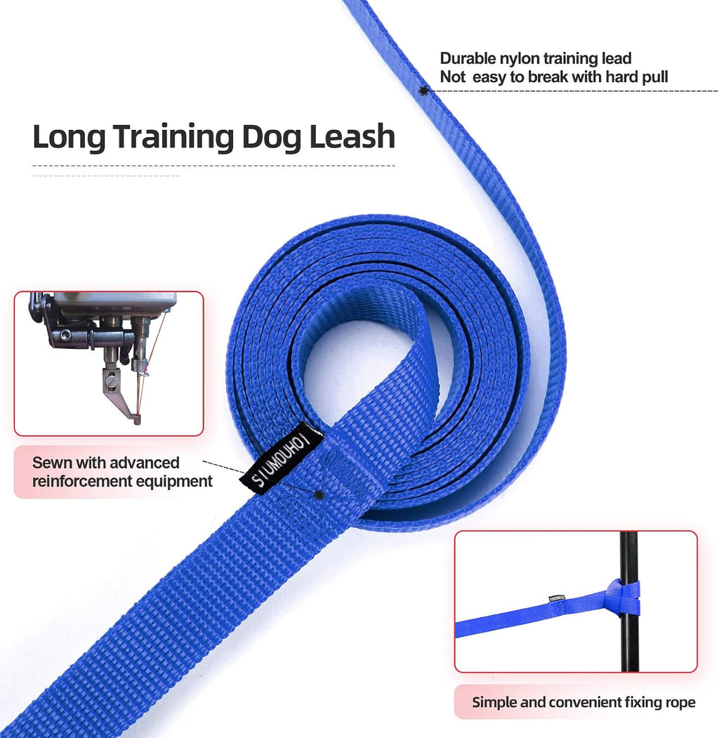 Dog/Puppy Obedience Recall Training Agility Lead - 15ft 20ft 30ft 50ft Training Leash - Great for Play, Camping, or Backyard - Blue 50ft (Blue, 50 Feet)