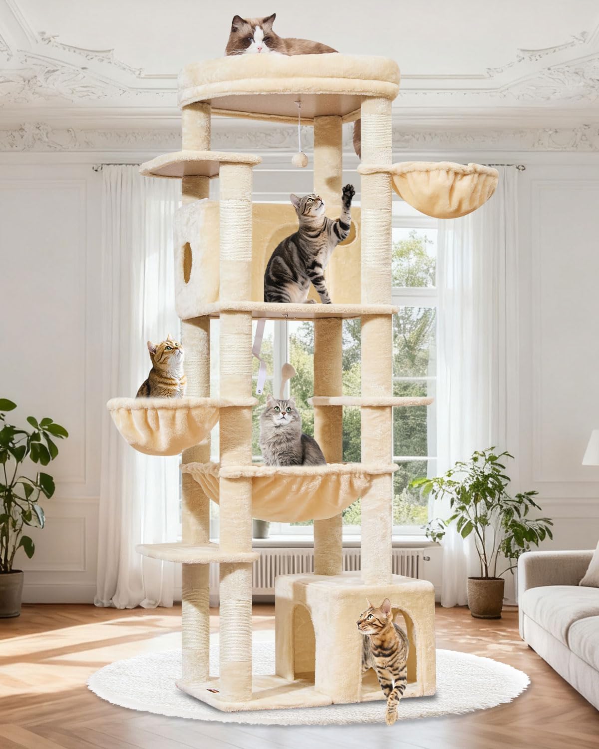 Taoqimiao 72 in Cat Tree, XXL Cat Tower for Indoor Cats Large Adult 25Lbs+