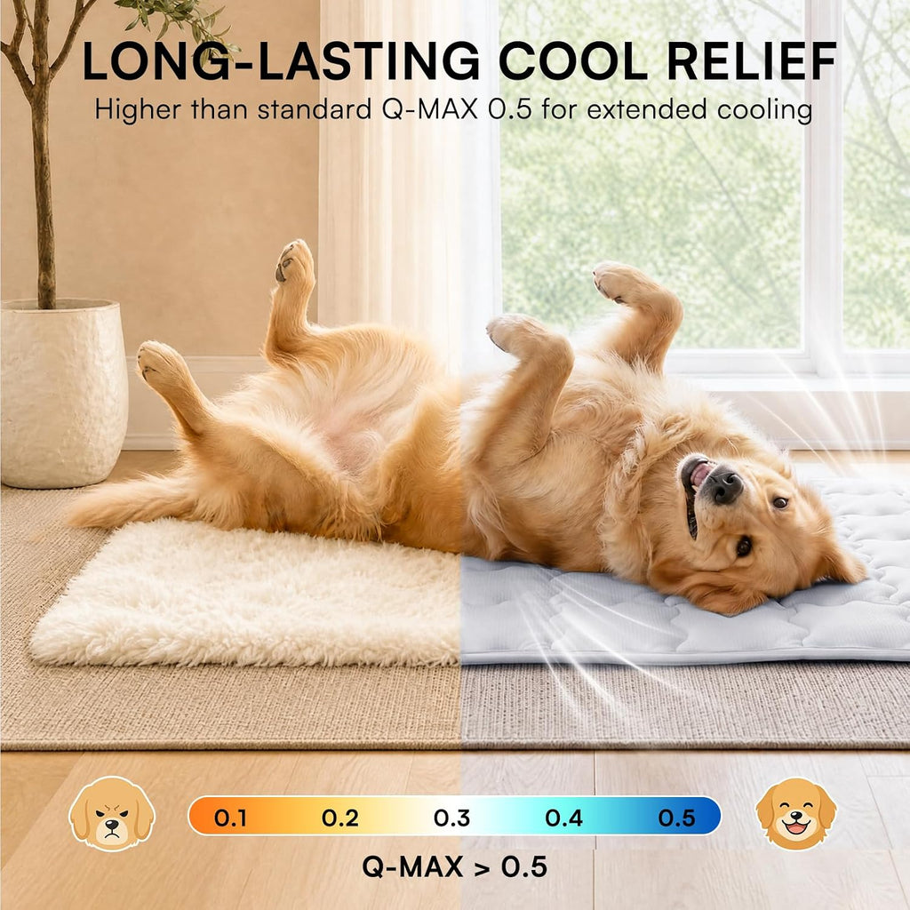LINENLUX Dog Cooling Mat, Self Cooling Non-Slip Breathable Pad Q-Max > 0.5