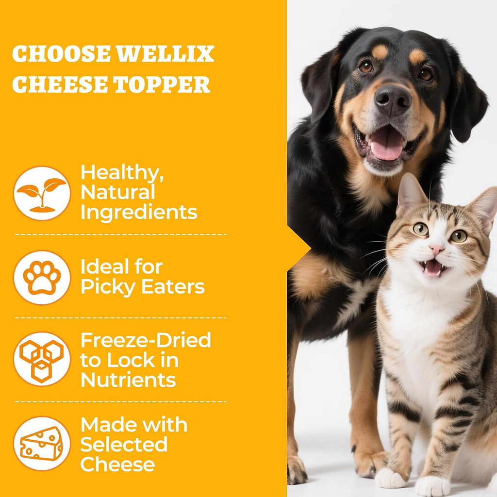 Wellix Freeze Dried Cheese Dog & Cat Food Toppers, 7.05oz