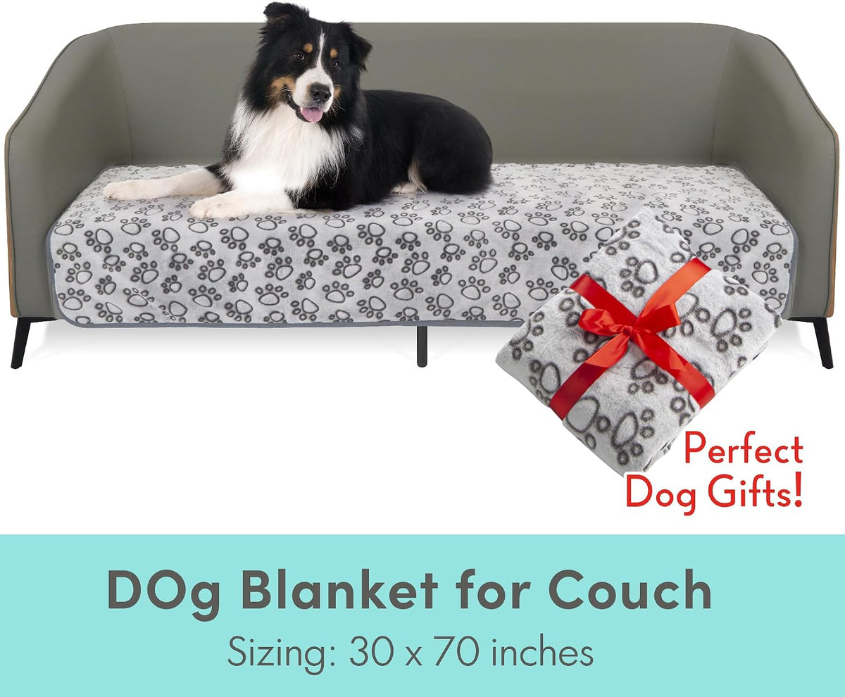 Stuffed Premium Soft Dog Couch Blanket, with Flannel Cute Paw Print, 30 * 70 inches, Cat Blanket Puppy Supplies Dog Products Stuff Essentials, Gray