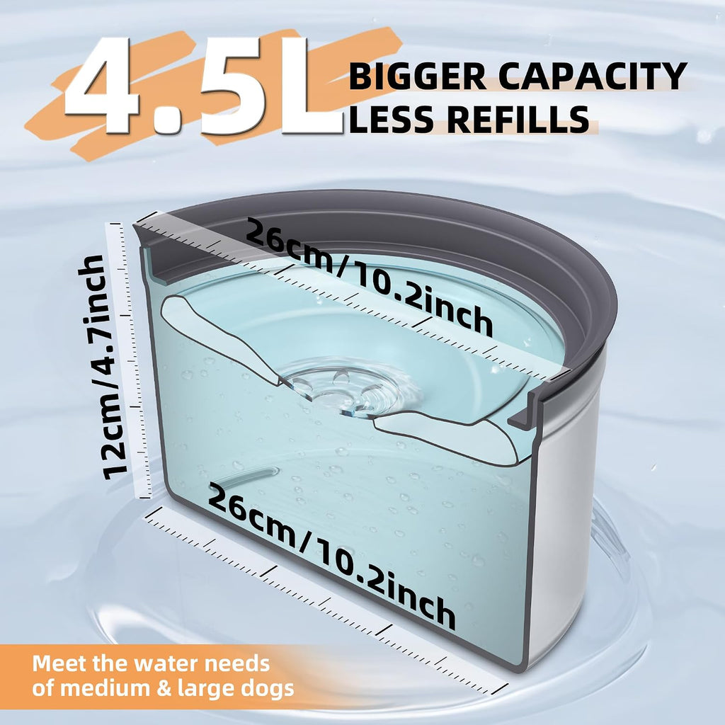 Decflow 1.2Gal No Spill Dog Water Bowl with Slow Drinking Feeder