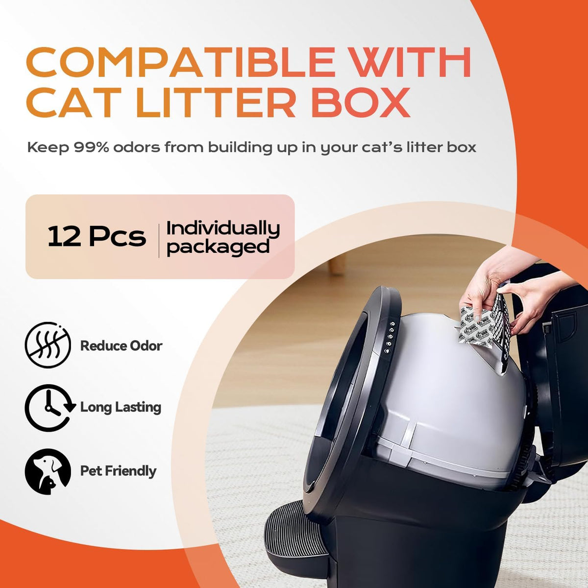 12 Packs Cat Litter Box Deodorizer Refills Compatible with Whisker OdorTrap Pod Accessories Filter, Eliminates Odors, Activated Charcoal Odor Absorber (Unscented)