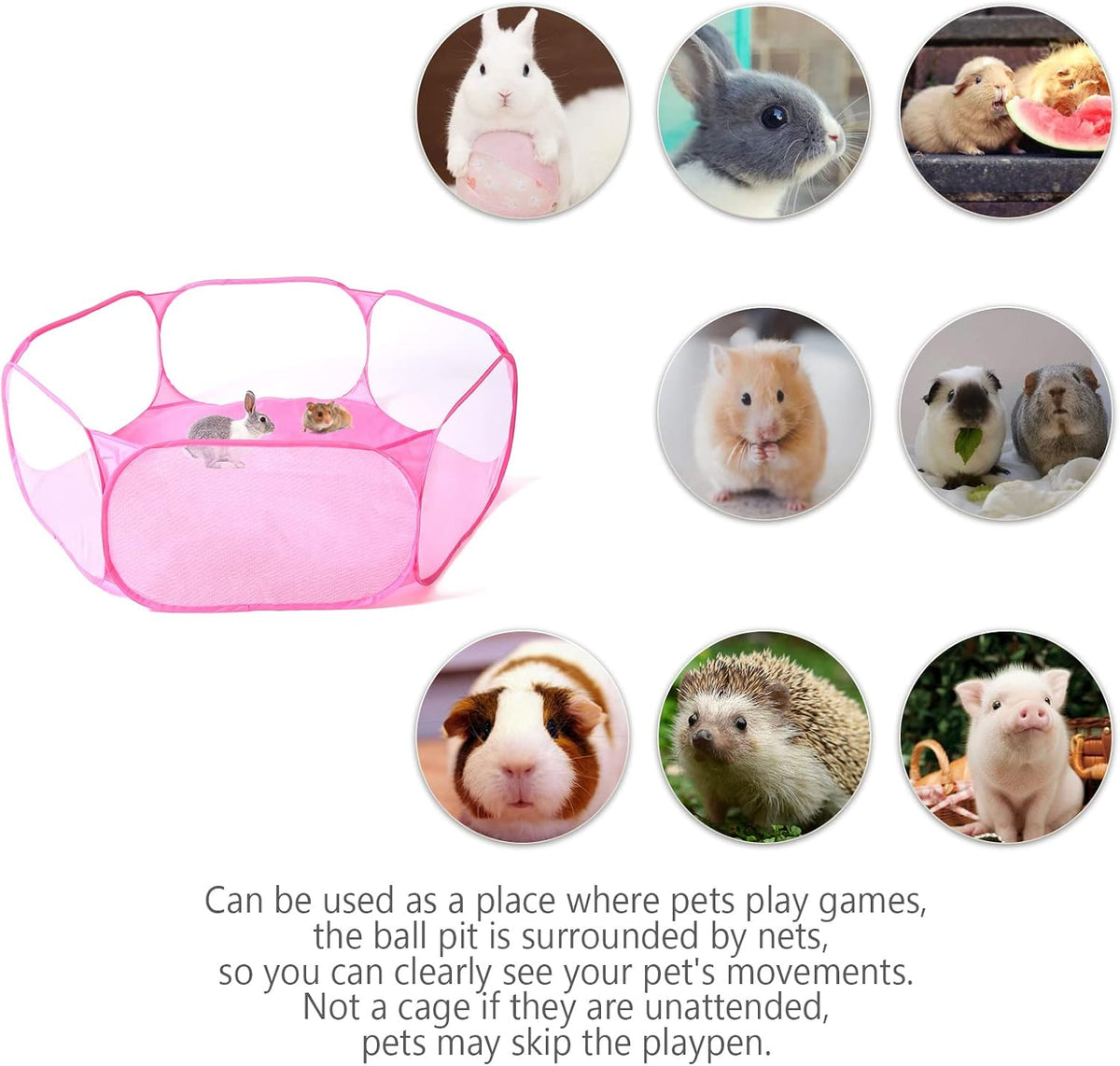 STARBOLO Cute Hexagon Kids Ball Pits, Indoor Outdoor Collapsible Play Pool Fence for Boys Girls Pets Puppy Cats, with Carry Tote, Balls Not Included (Pink)