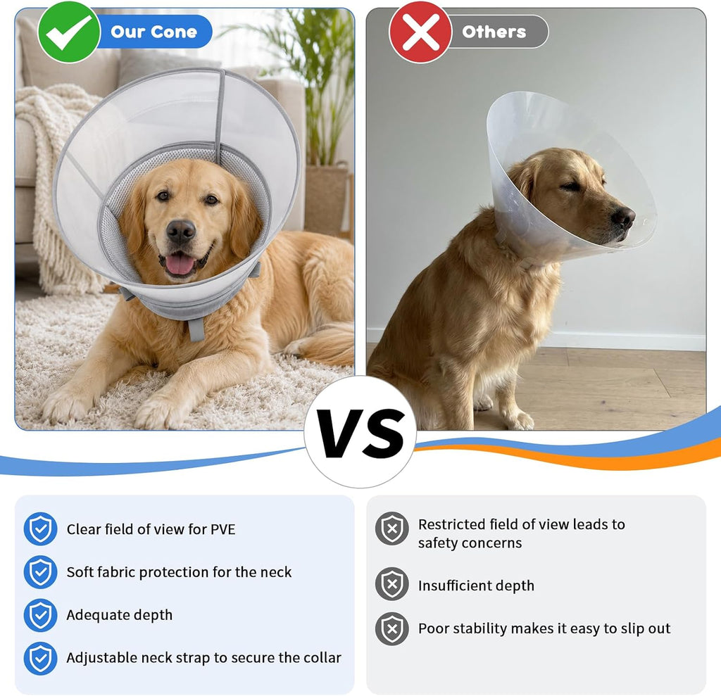 Soft Dog Cone Collar for Small Dogs, Adjustable Recovery Collar to Stop Licking, Comfortable E-Collar Alternative After Surgery, S