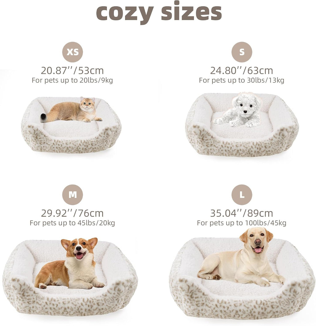 Smouatou Dog Soft Bed, Anti-Anxiety Puppy Cuddler Bed for Puppy Dog and Cat (Beige, M)