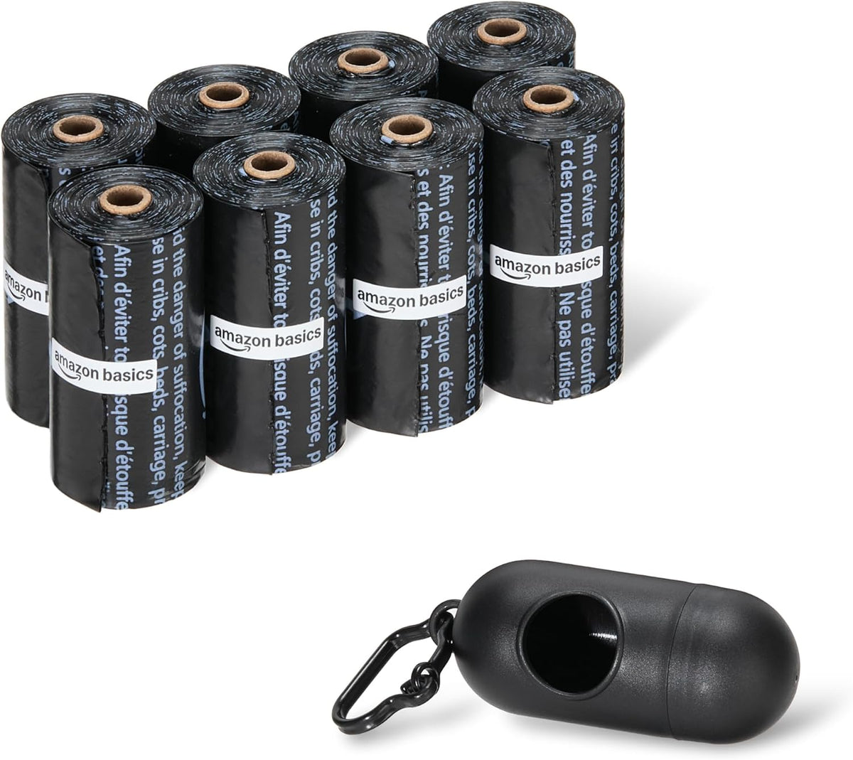 Amazon Basics Dog Poop Bags, 120 Count, Enhanced for Guaranteed Leakproof, Unscented, Black