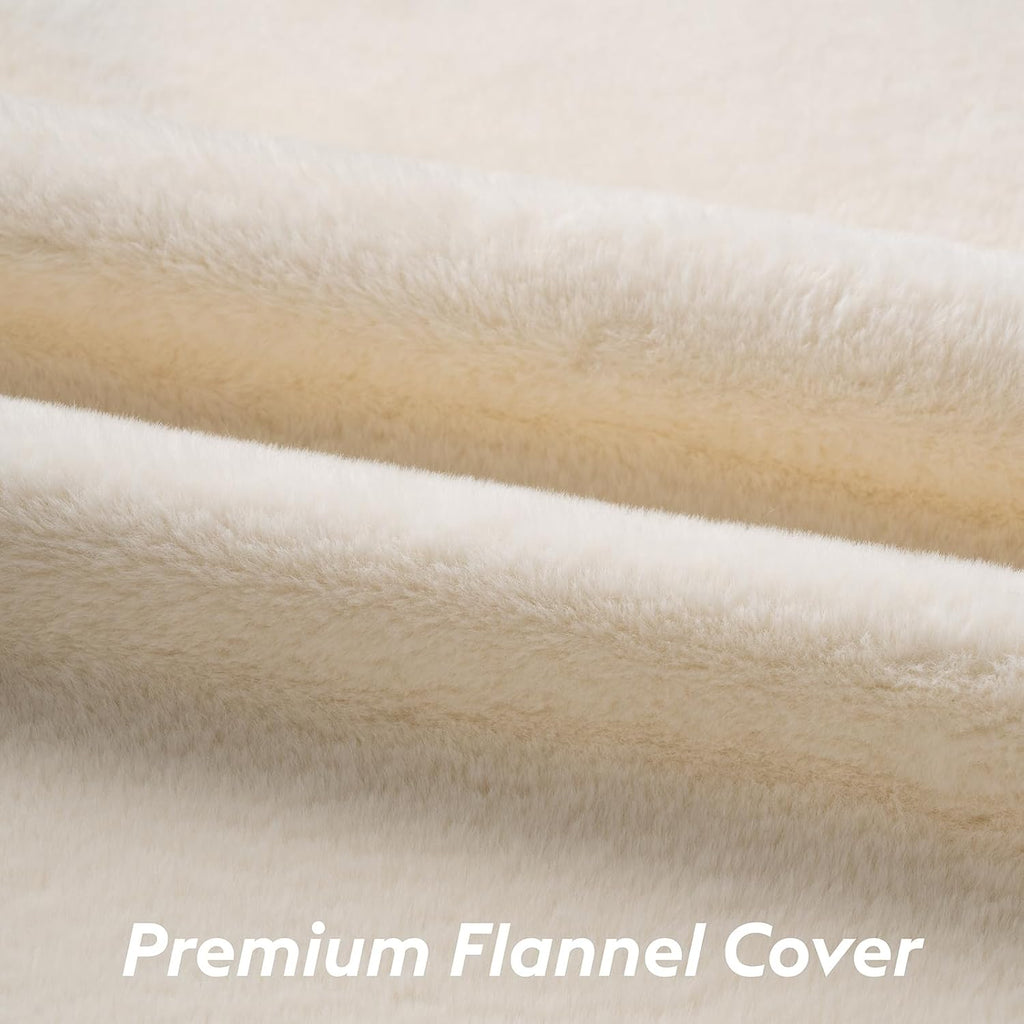 FunFurry Self Warming Cat Bed, Heating Cat Pad, Extra Soft Flannel Surface, Removable ＆ Washable, Thick Thermal Mat with Non-Slip Bottom (Ivory, 24" X 18")