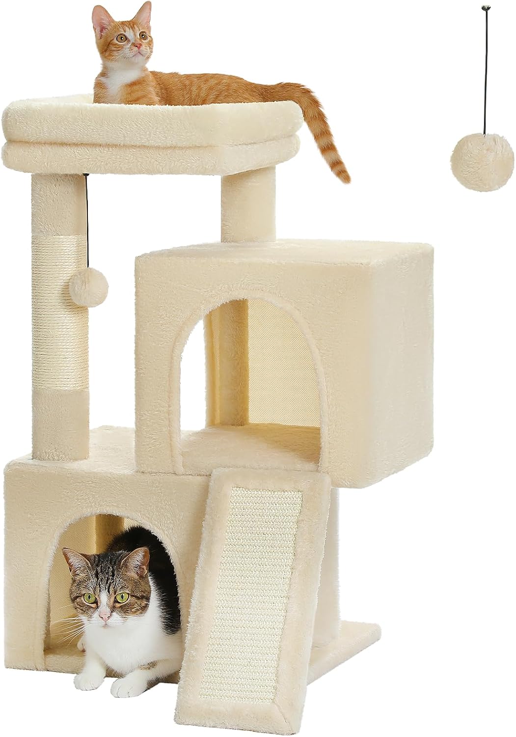 PAWZ Road 30" Cat Tower, Small Cat Tree with 2 Condos for Indoor Cats